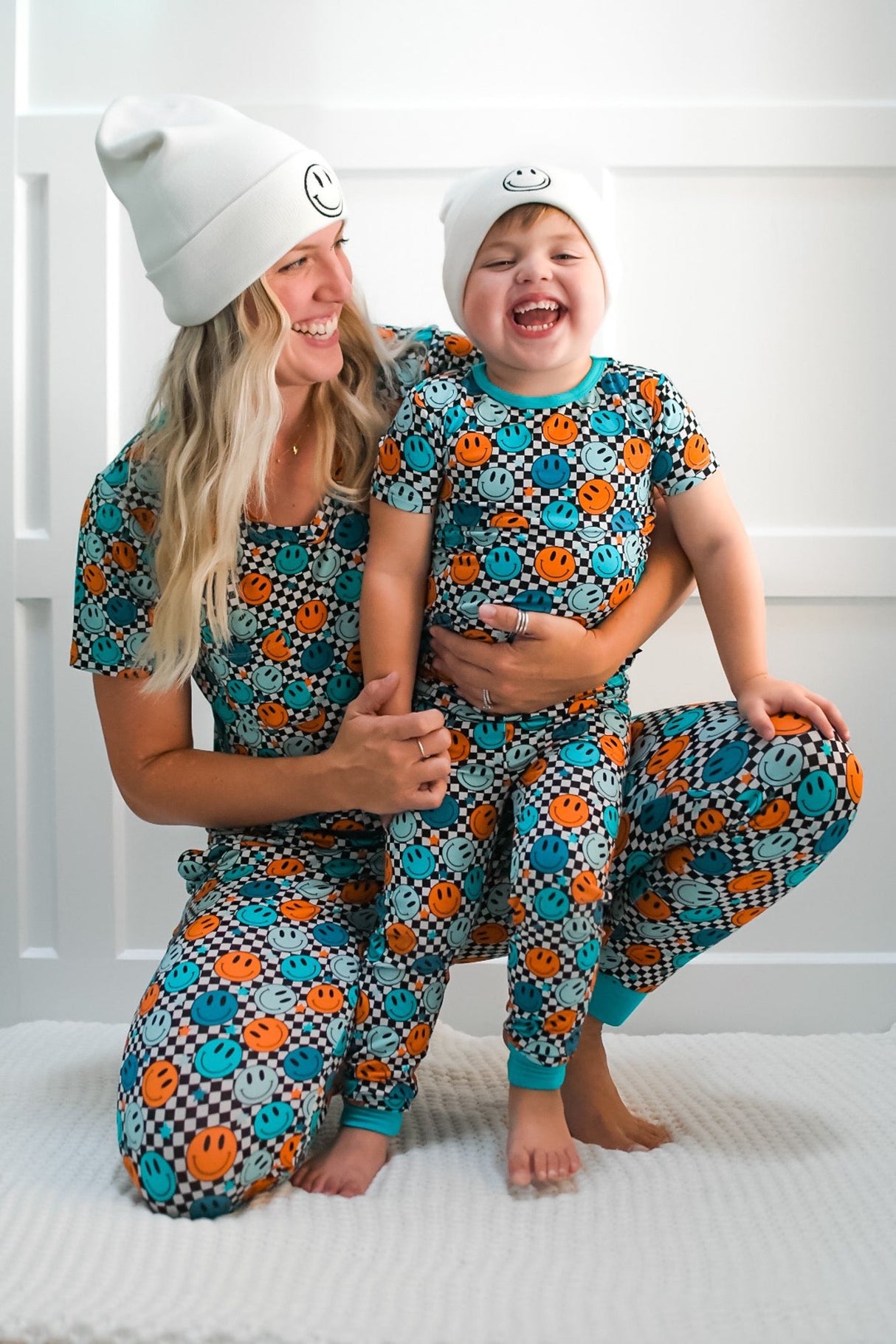 MAMA JOGGERS- Blue Smiles Check