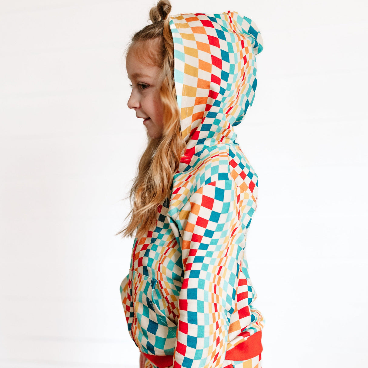 ZIP HOODIE- Groovy Check Bamboo French Terry