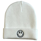 BAMBOO CUFF SMILE BEANIE- WHITE