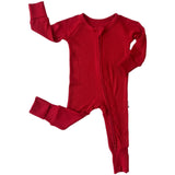 ZIP ROMPER - Red Ribbed