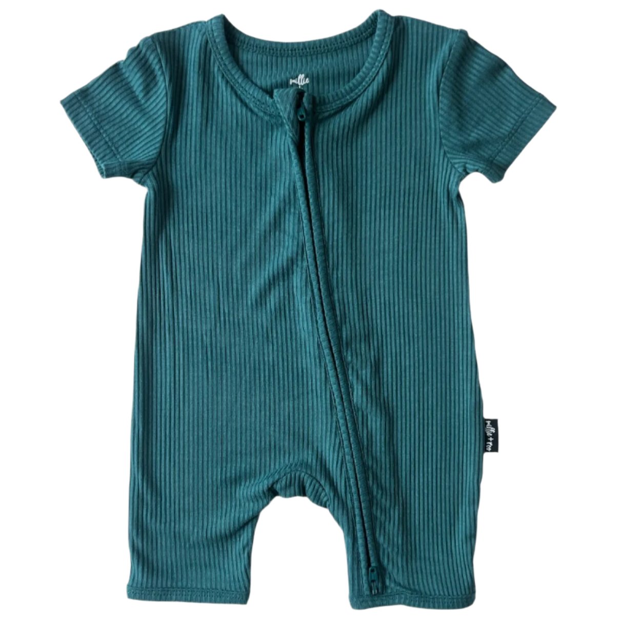 SHORTIE ZIP ROMPER - Peacock Ribbed