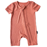 SHORTIE ZIP ROMPER - Red Rock Ribbed