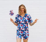 WOMANS BIKER SHORT SET- American Splatter