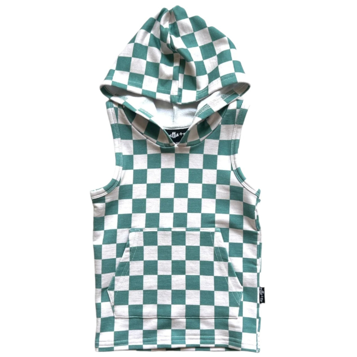 BAMBOO HOODIE TANK- Sage Check