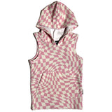 BAMBOO HOODIE TANK- Pink Dizzy Check