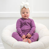 ZIP ROMPER - Plum Ribbed