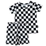 TWO PIECE SHORTIE SET- B+W Check