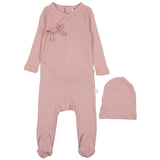 Faux Wrap Footie- Pink