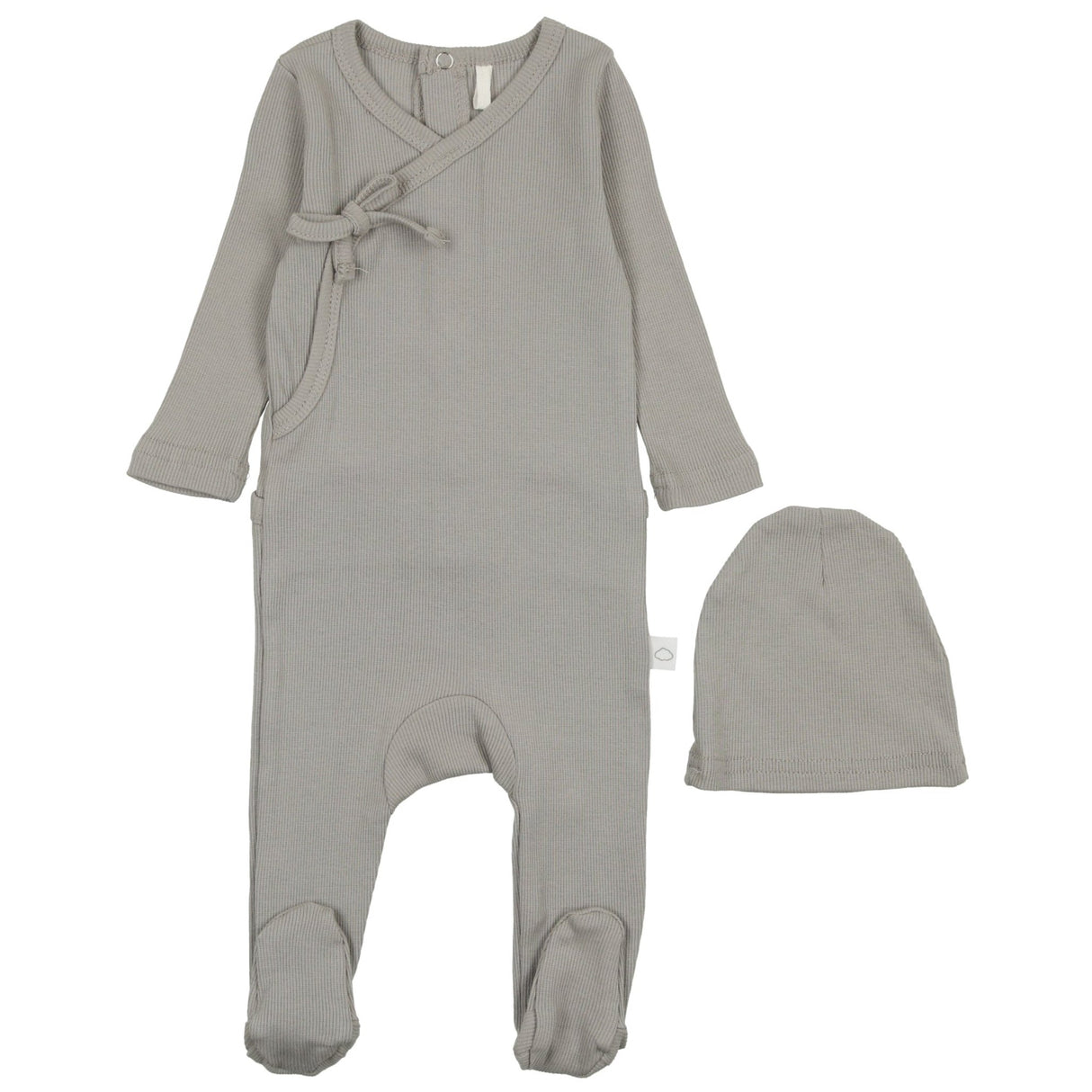 Faux Wrap Footie- Light Grey