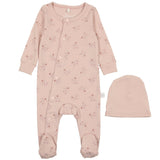 Star Print Footie- Dusty Pink