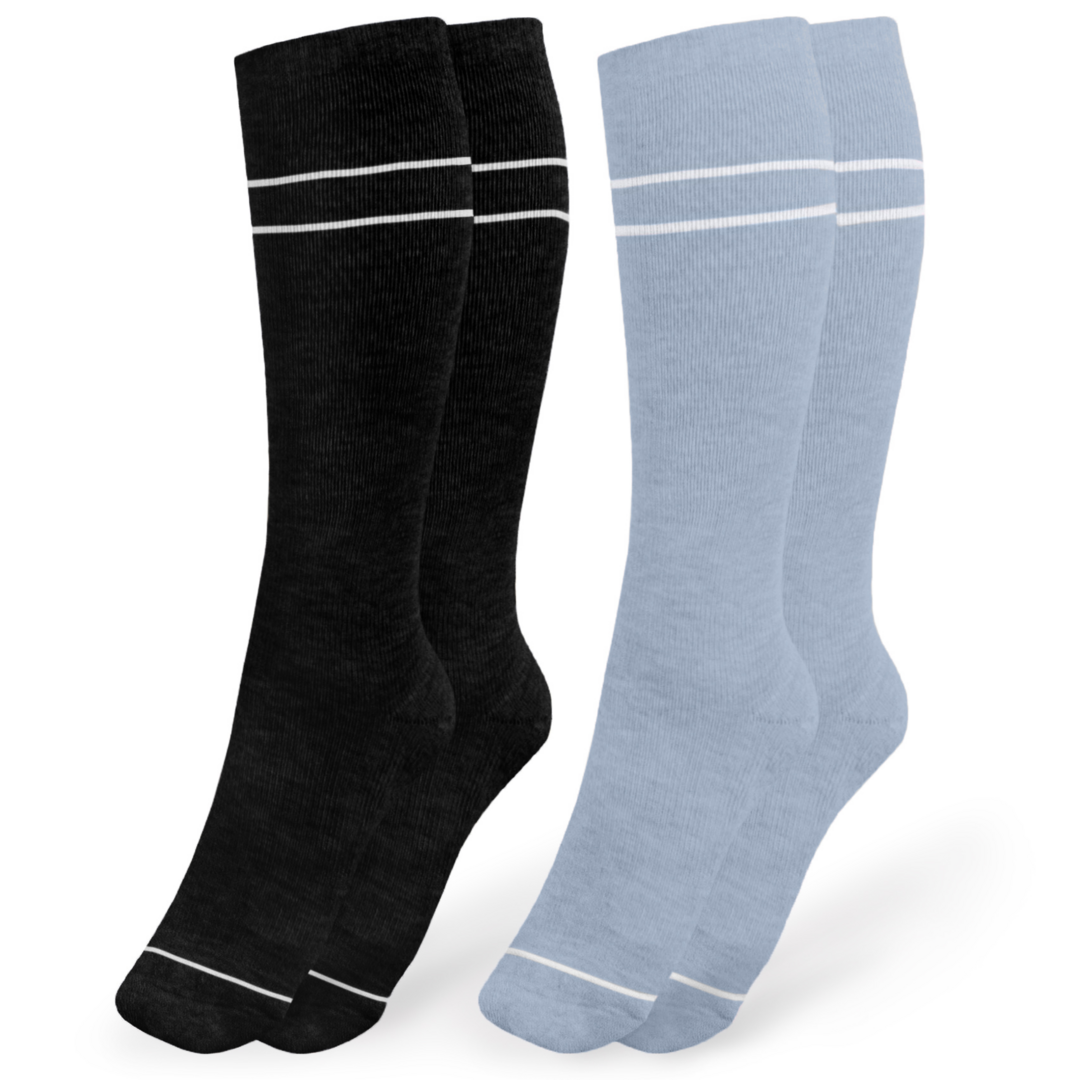 Premium Maternity Compression Socks (2-Pack) | Stone Blue & Black - HoneyBug 