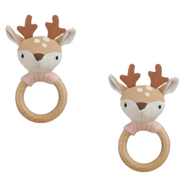 Fawn Wood Rattle - 2PC Assortment