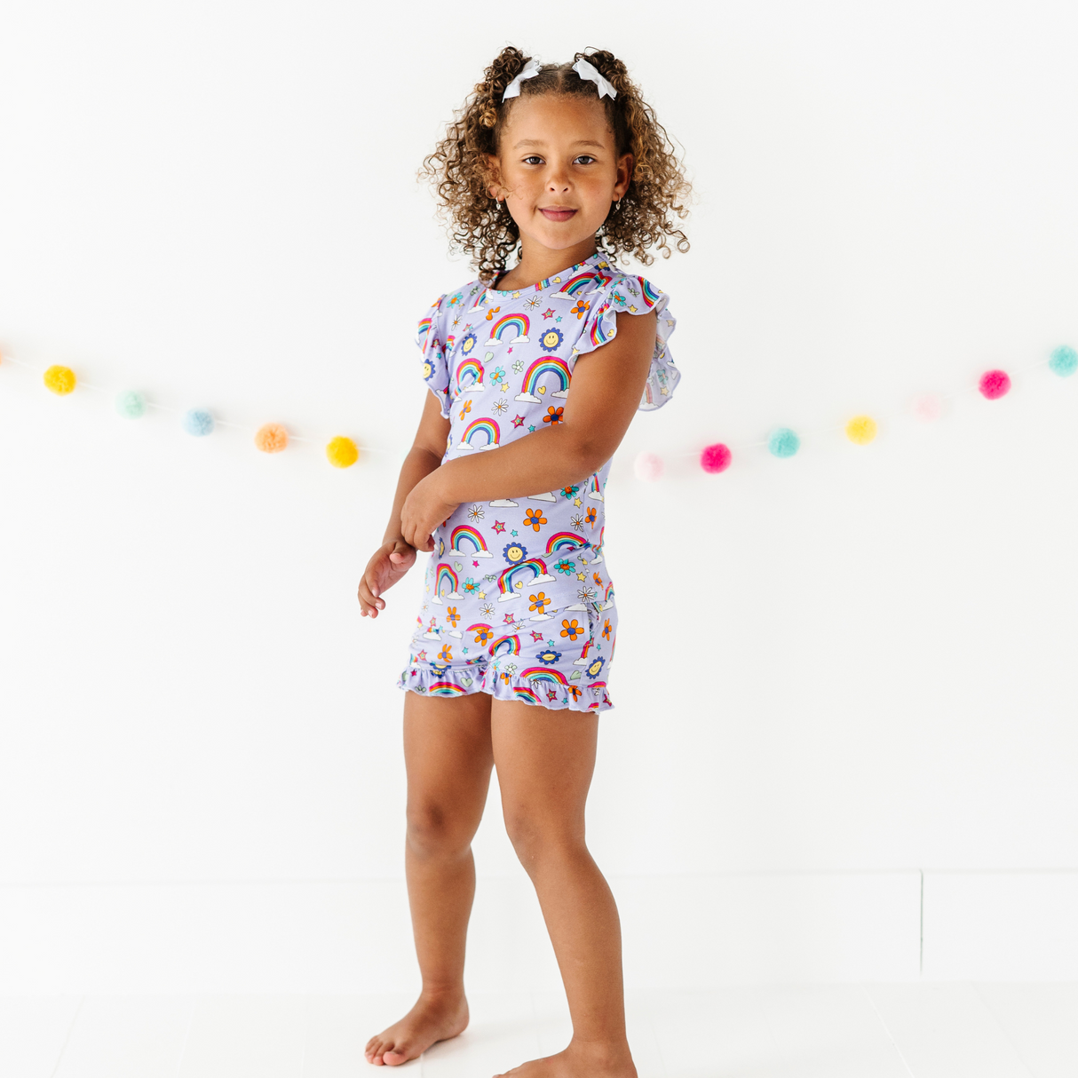 It's All Flowers and Rainbows Ruffle Short Set Toddler/Kids