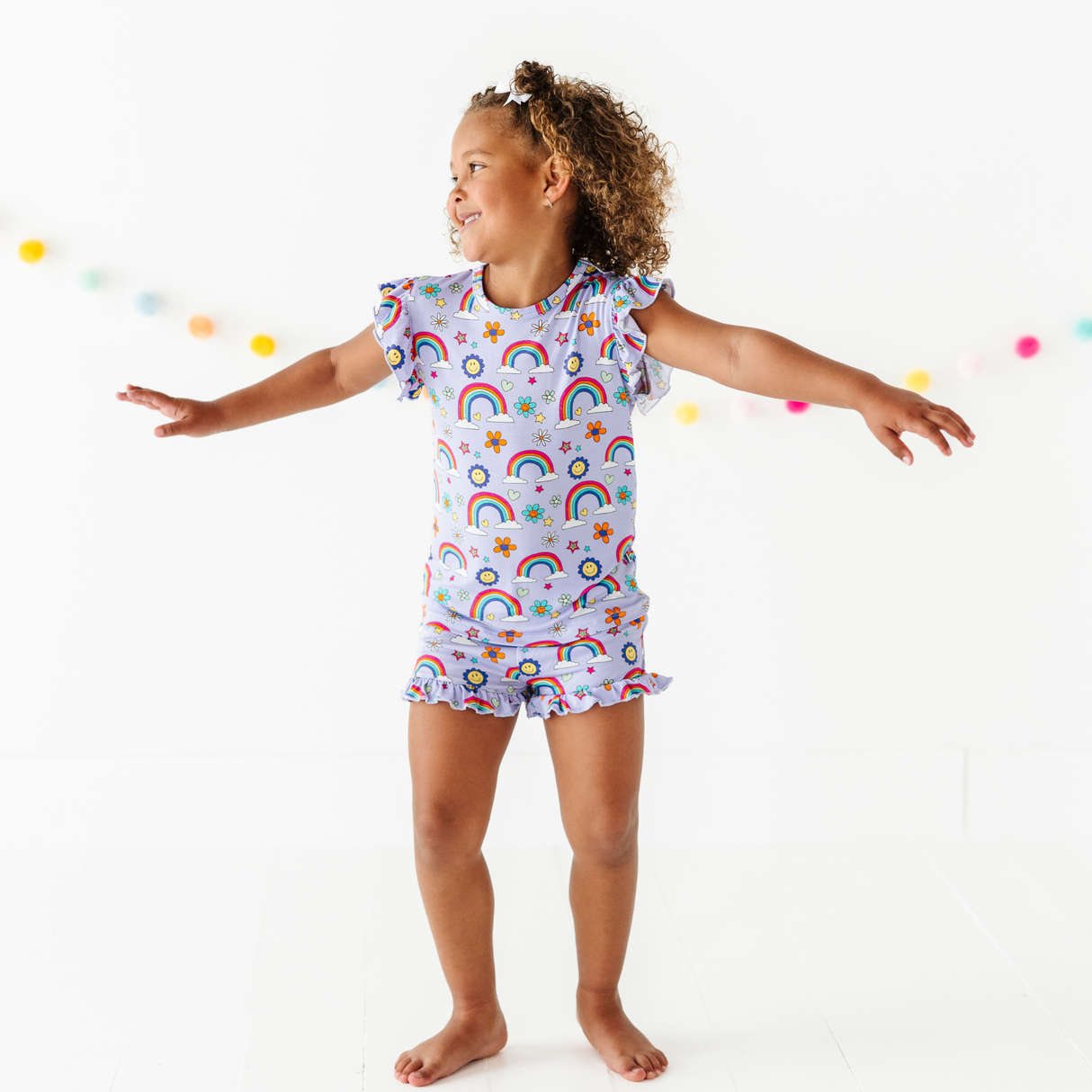 It's All Flowers and Rainbows Ruffle Short Set Toddler/Kids