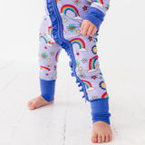 It's All Flowers and Rainbows Convertible Footies with Ruffle