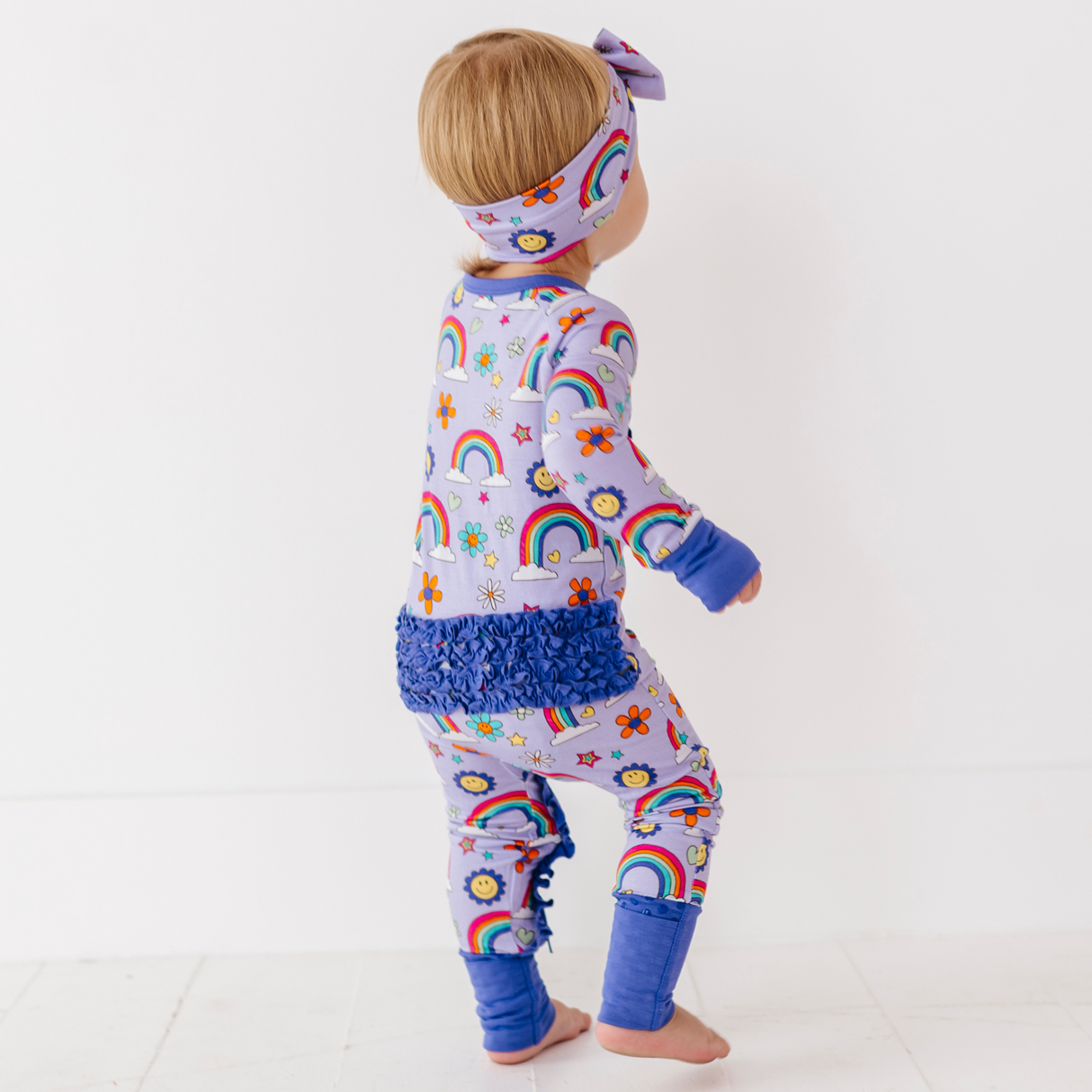 It's All Flowers and Rainbows Convertible Footies with Ruffle