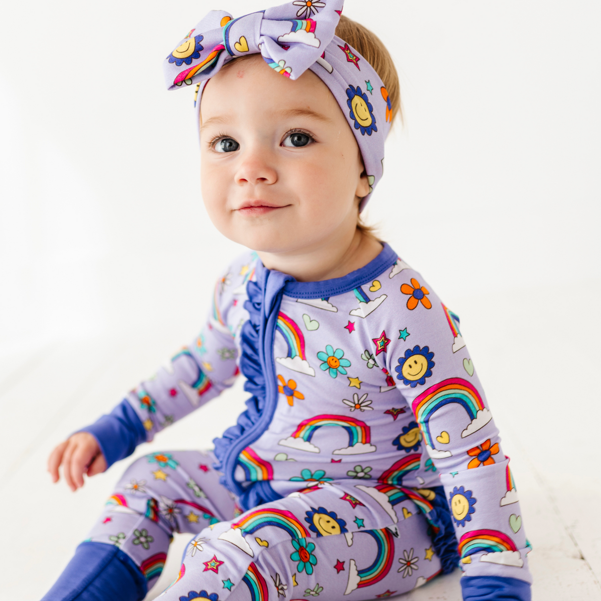 It's All Flowers and Rainbows Convertible Footies with Ruffle