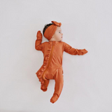 Ruffle 2 Way Zip Romper - Ribbed Rust