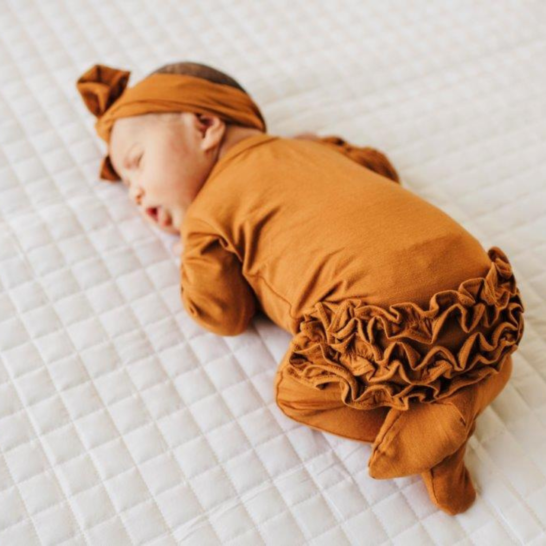 Ruffle 2 Way Zip Romper - Cognac