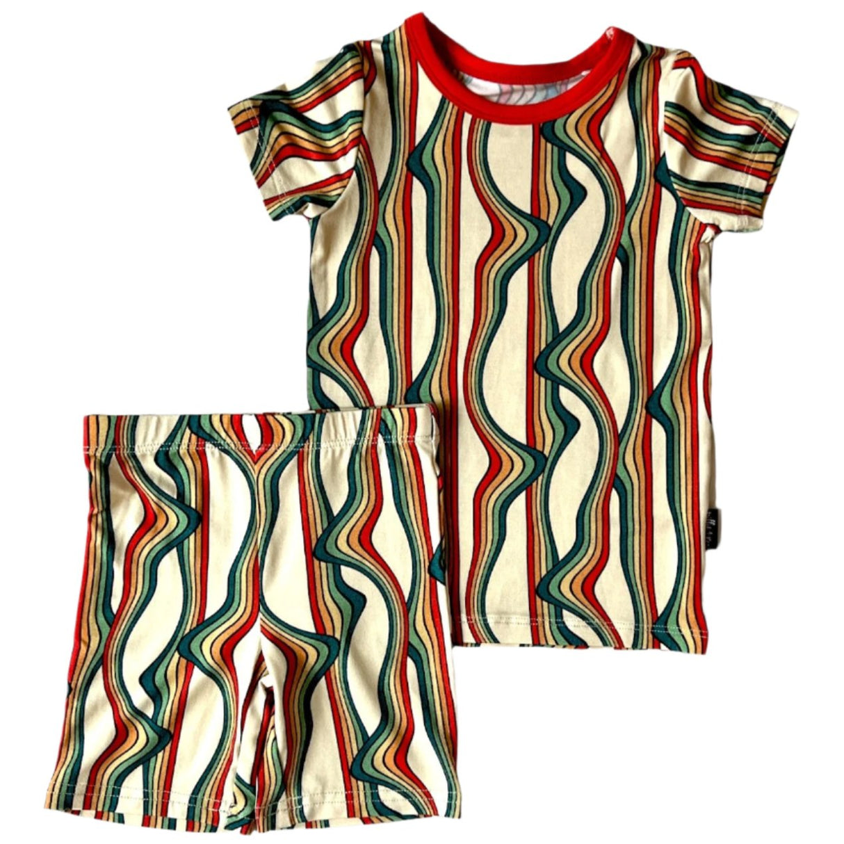 TWO PIECE SHORTIE SET- Retro Rainbow