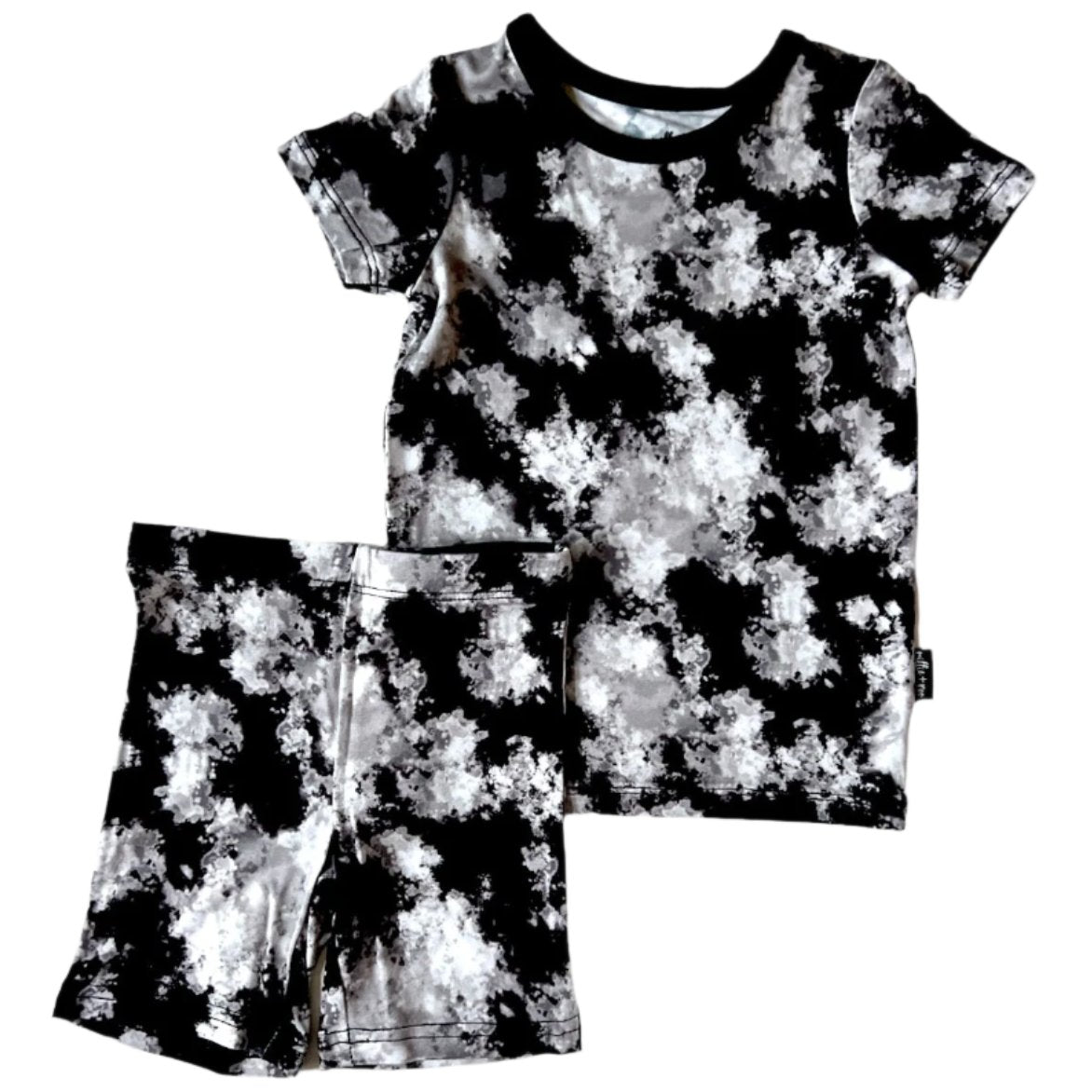 TWO PIECE SHORTIE SET- Black Tie Dye