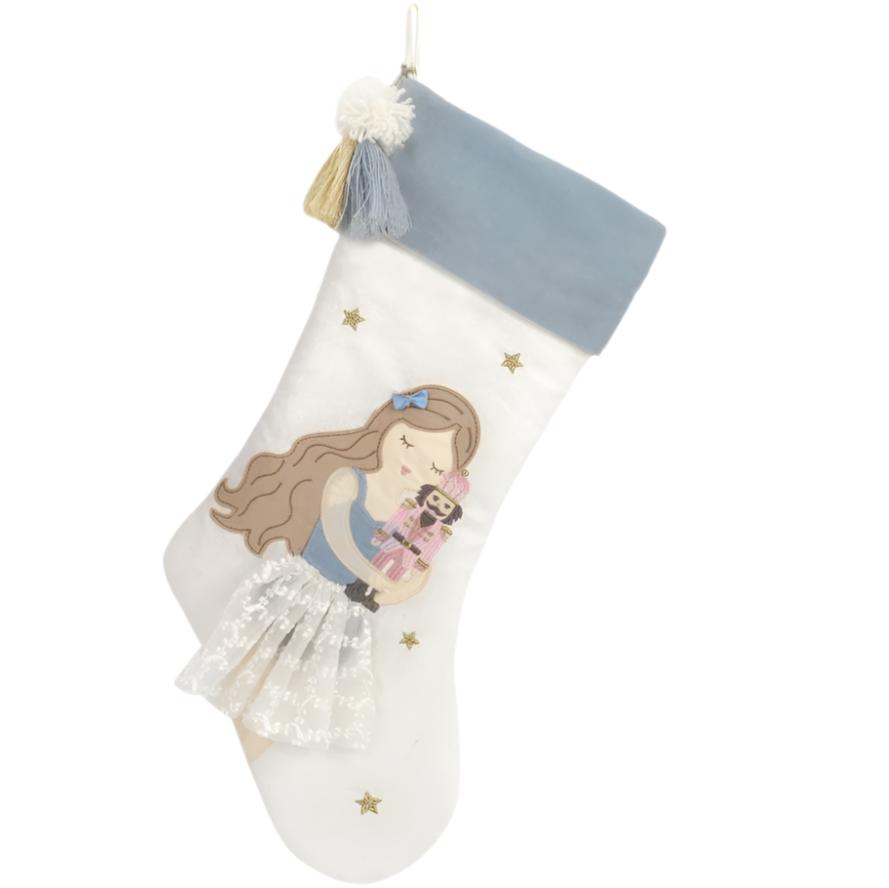 Tassled Clara Stocking- Winter Blue