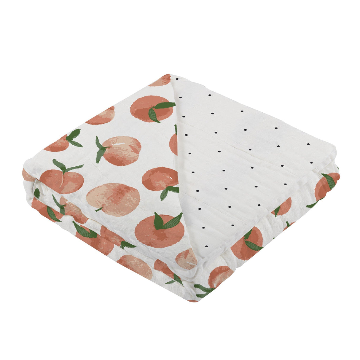 Carnelian Peaches and Black and White Polka Dot Newcastle Blanket - HoneyBug 