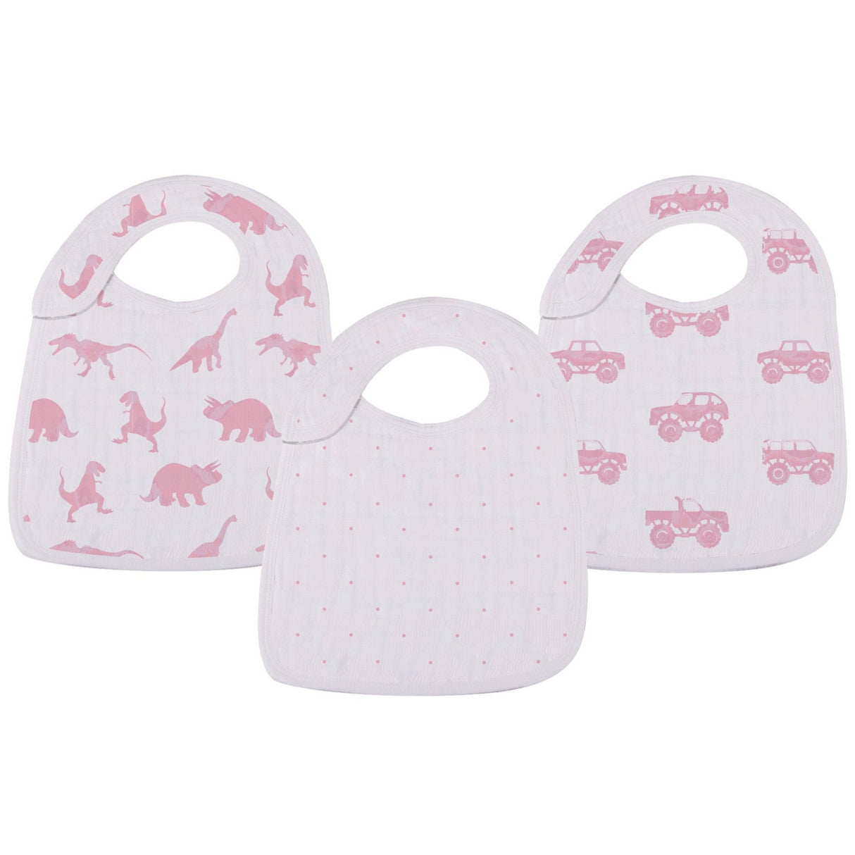 Pretty In Pink Bamboo Snap Bibs 3PK