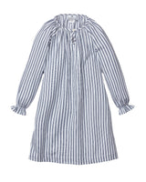 Girl's Twill Delphine Nightgown in Navy French Ticking