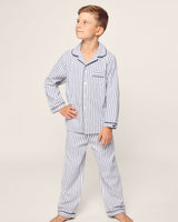 Kid's Twill Pajama Set in Navy French Ticking