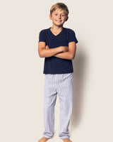 Kid's Twill Pajama Pants Navy French Ticking