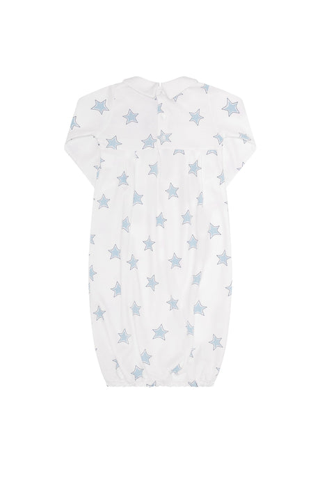 Blue Stars Print Smocked Gown