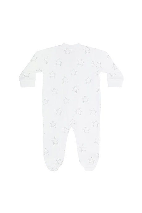 Grey Stars Print Zipper Footie