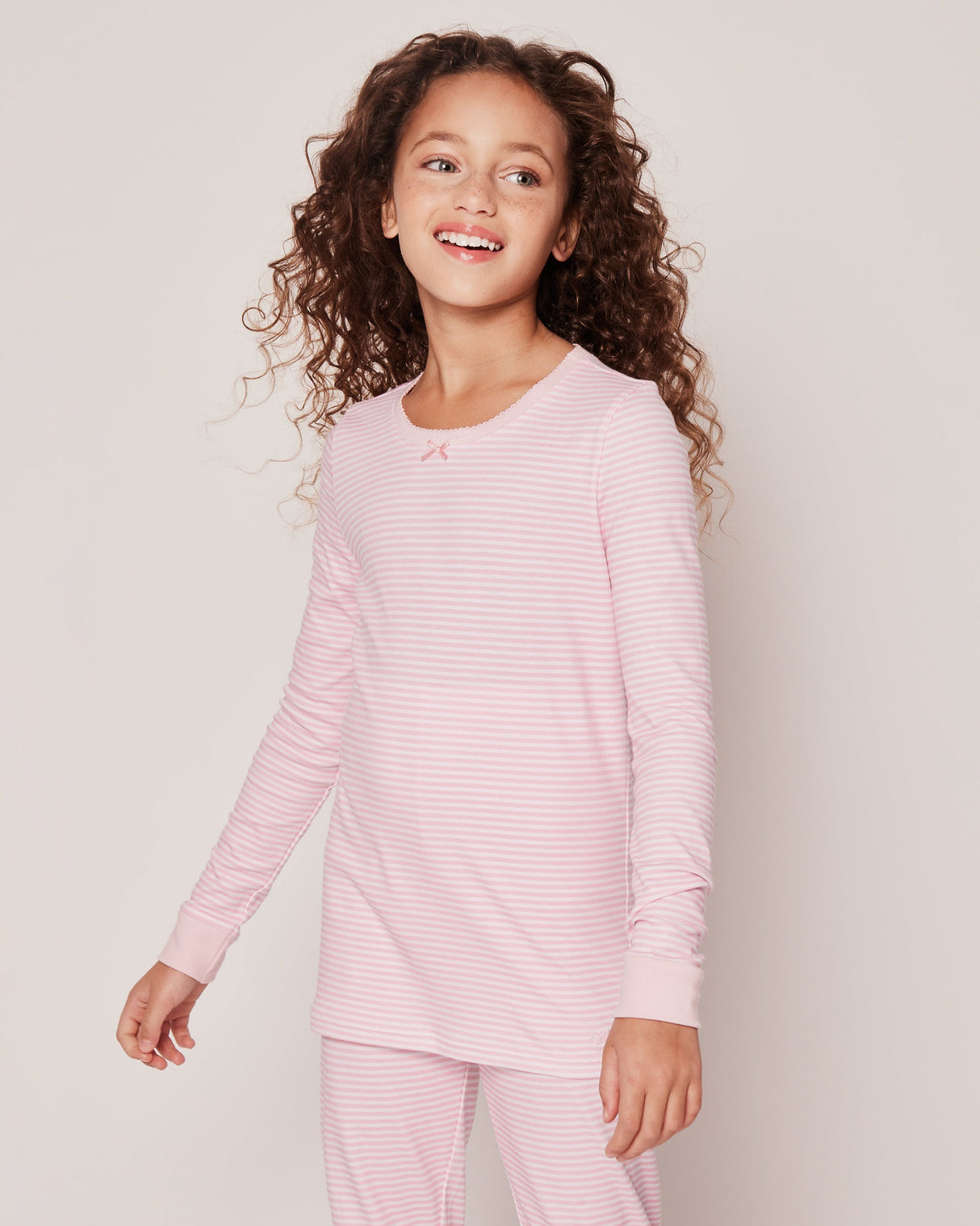 Kid's Pima Snug Fit Pajama Set in Pink Stripes