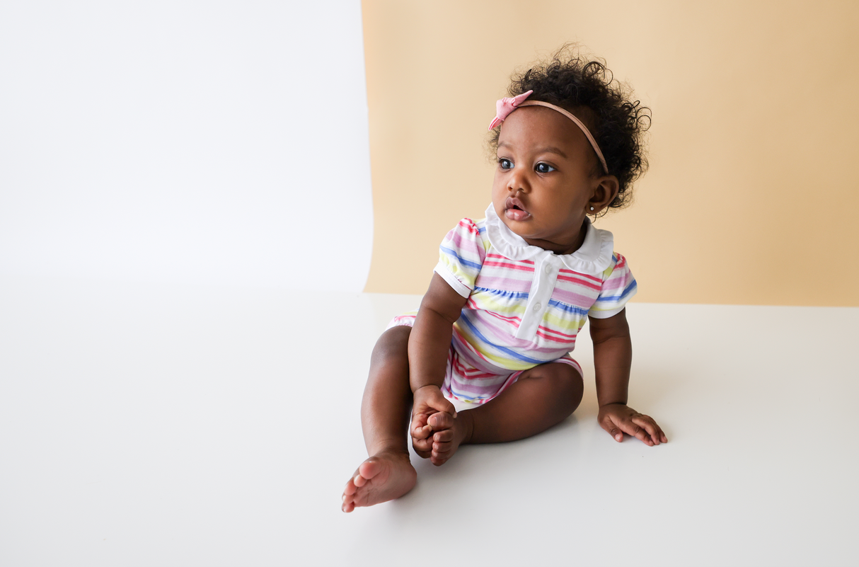 Rainbow Stripe Collared Romper