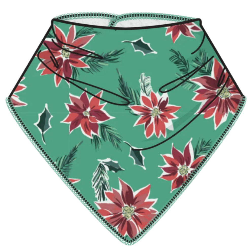 Bandana Bib - Poinsettia - HoneyBug 