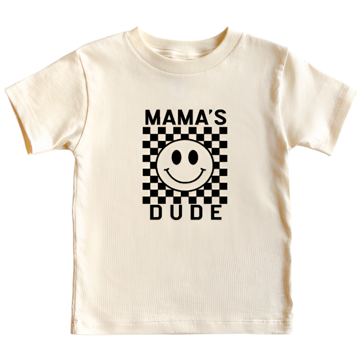 Mama's Dude Checkered Tee - Natural