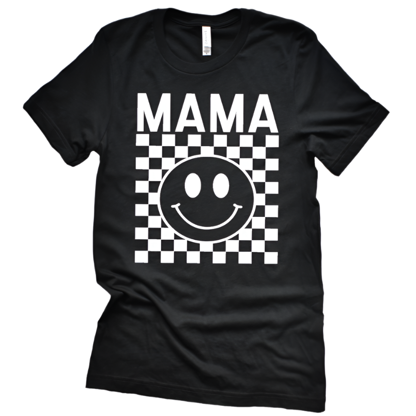 Mama Checkered Smiley Tee