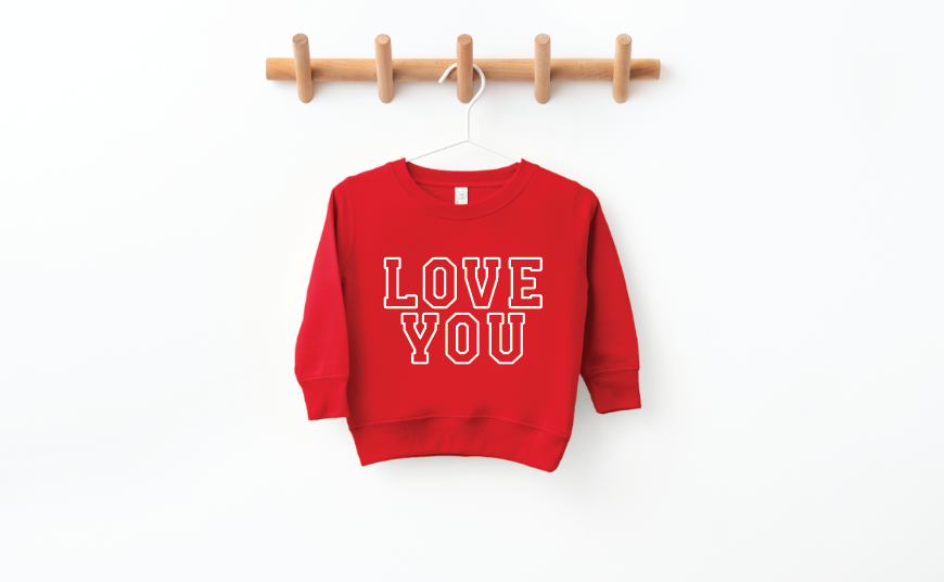 Love You Varsity Kids Pullover