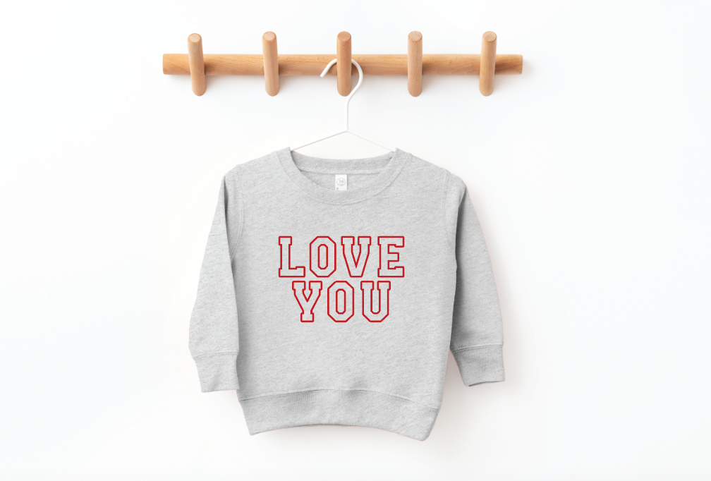 Love You Varsity Kids Pullover