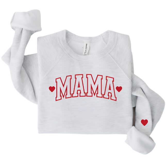 Mama with Hearts Varsity Sweatshirt