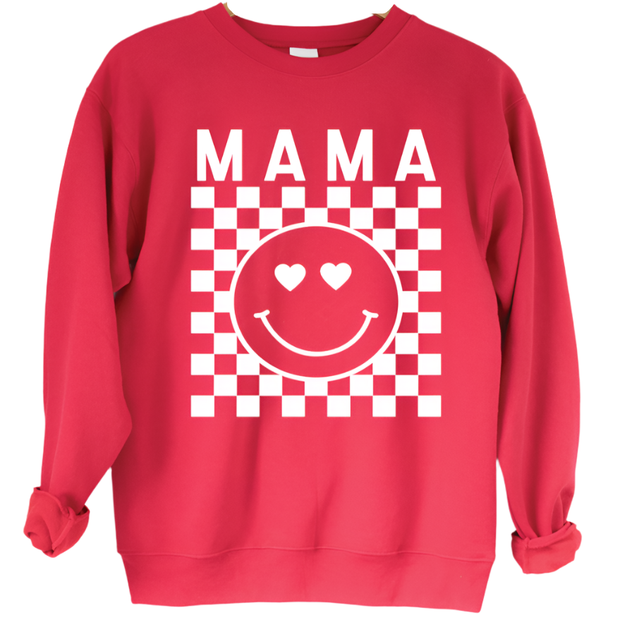 Mama Heart Eye Checkered Sweatshirt