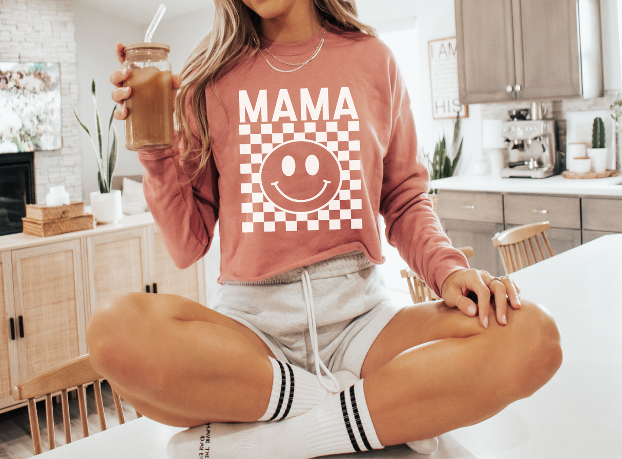 Mama Modest Crop Checkered Sweatshirt