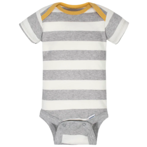 Gray and White Striped Bodysuit