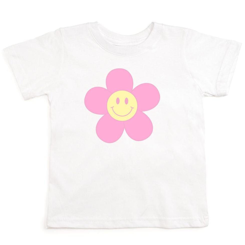 Daisy Smiley Short Sleeve T-Shirt - White - HoneyBug 