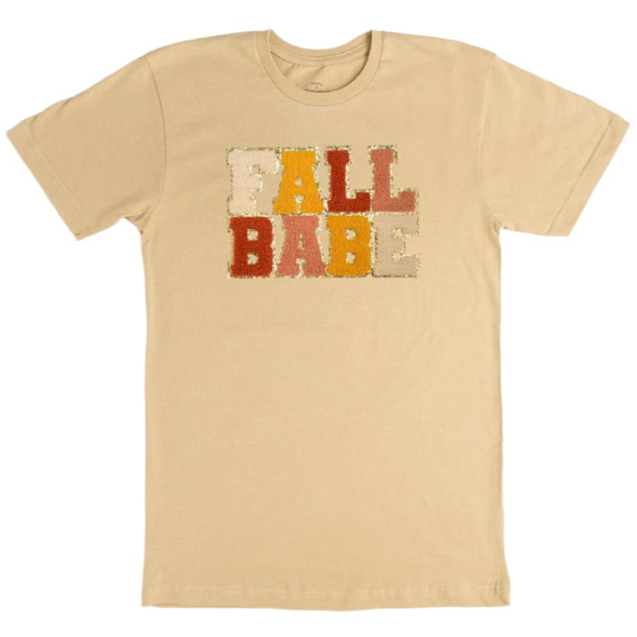 Fall Babe Patch Adult Short Sleeve T-Shirt - Latte