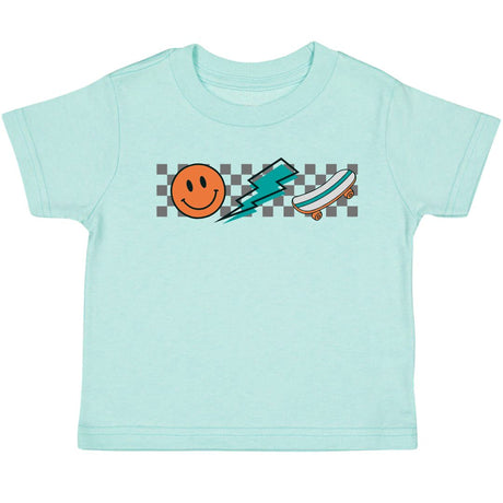 Happy Skater Dude Short Sleeve T-Shirt - Aqua - HoneyBug 