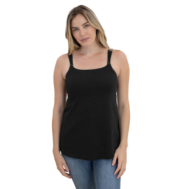 Signature Cotton Nursing & Maternity Tank | Black - HoneyBug 