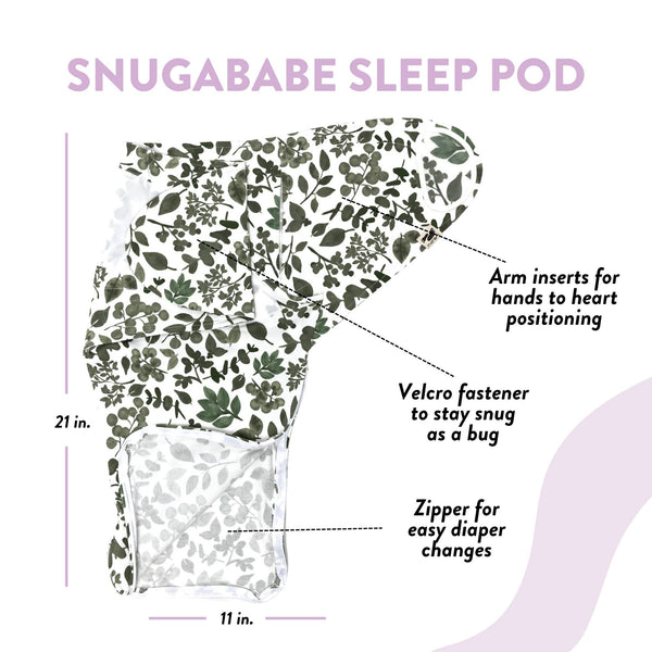 Snugababe Swaddle™ Sleep Pod - Green Leaves
