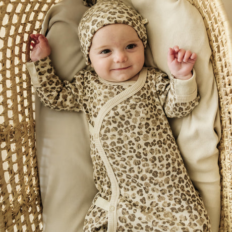 Organic Kimono Knotted Sleep Gown - Spotted - HoneyBug 